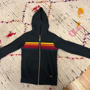 NWOT Aviator Nation KID'S 5 STRIPE HOODIE - CHARCOAL